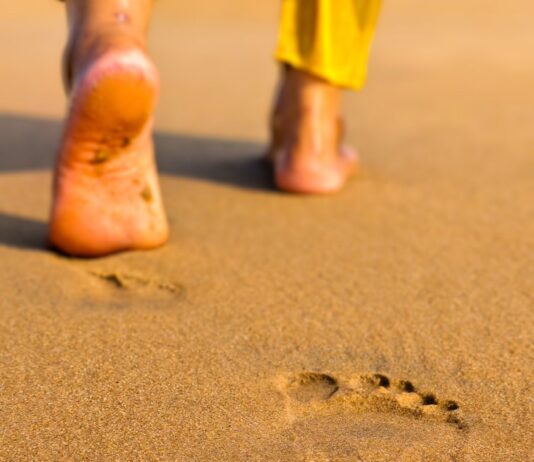 뒤로 걷기와 옆으로 걷기: 쓰지 않던 근육을 깨우는 ‘변칙 워킹’의 반전 Footprints on a sandy beach leading away
