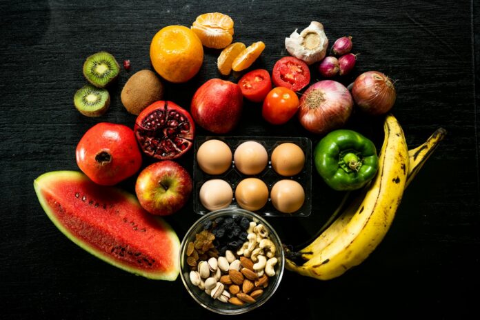 yellow banana red apple and yellow banana fruit